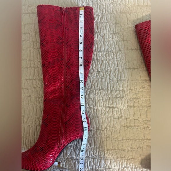 Red Snakeskin Leather Boots - Picture 4 of 7